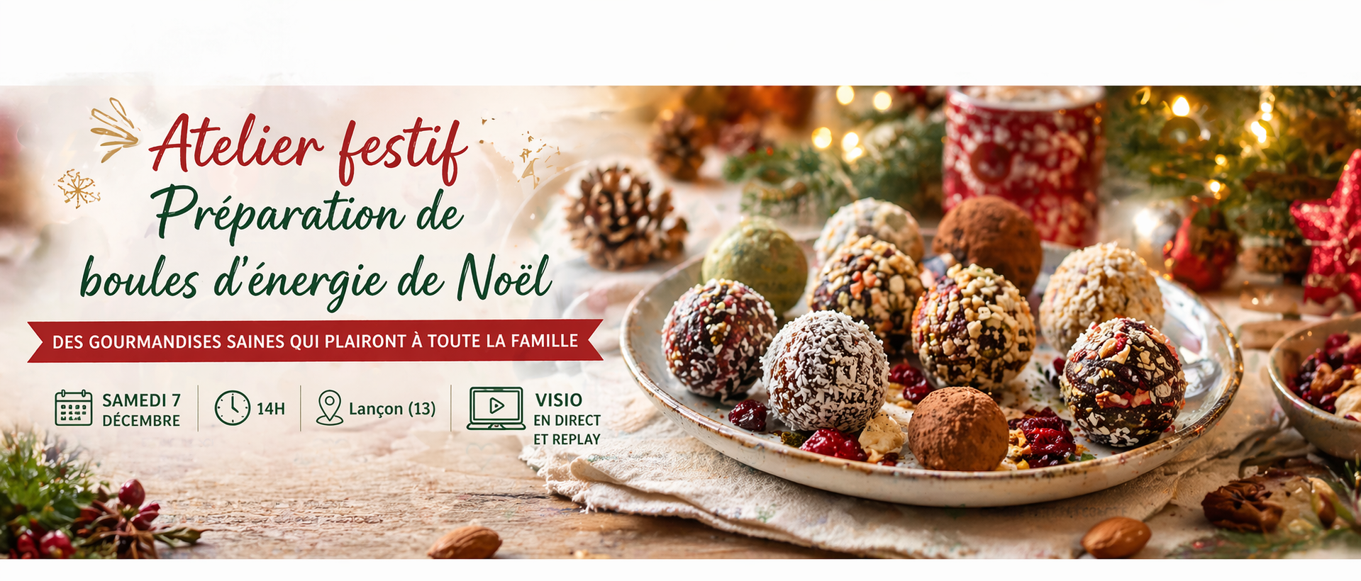 Atelier festif: Préparation de boules d&rsquo;énergie de Noël